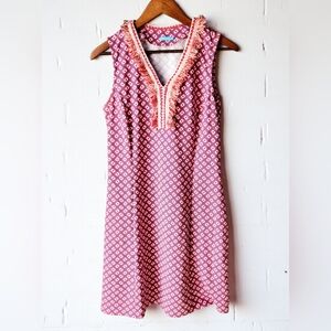 J McLaughlin Lola Fringe Sleeveless Mini Dress Womens M Catalina Tile Pattern